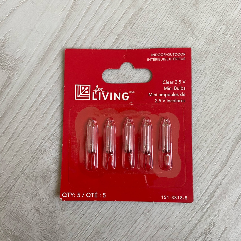 5/$20 Clear 2.5V Mini Light Bulbs Indoor/Outdoor String Light Replacements